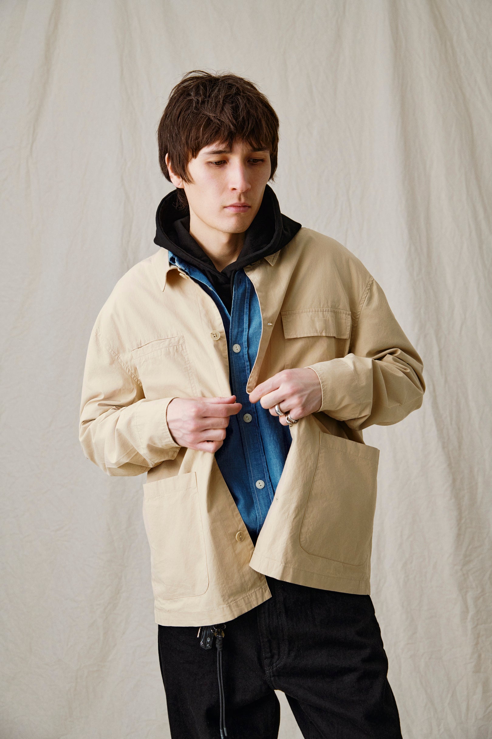 AKODIN COTTON POPLIN OVERSHIRT - Incense