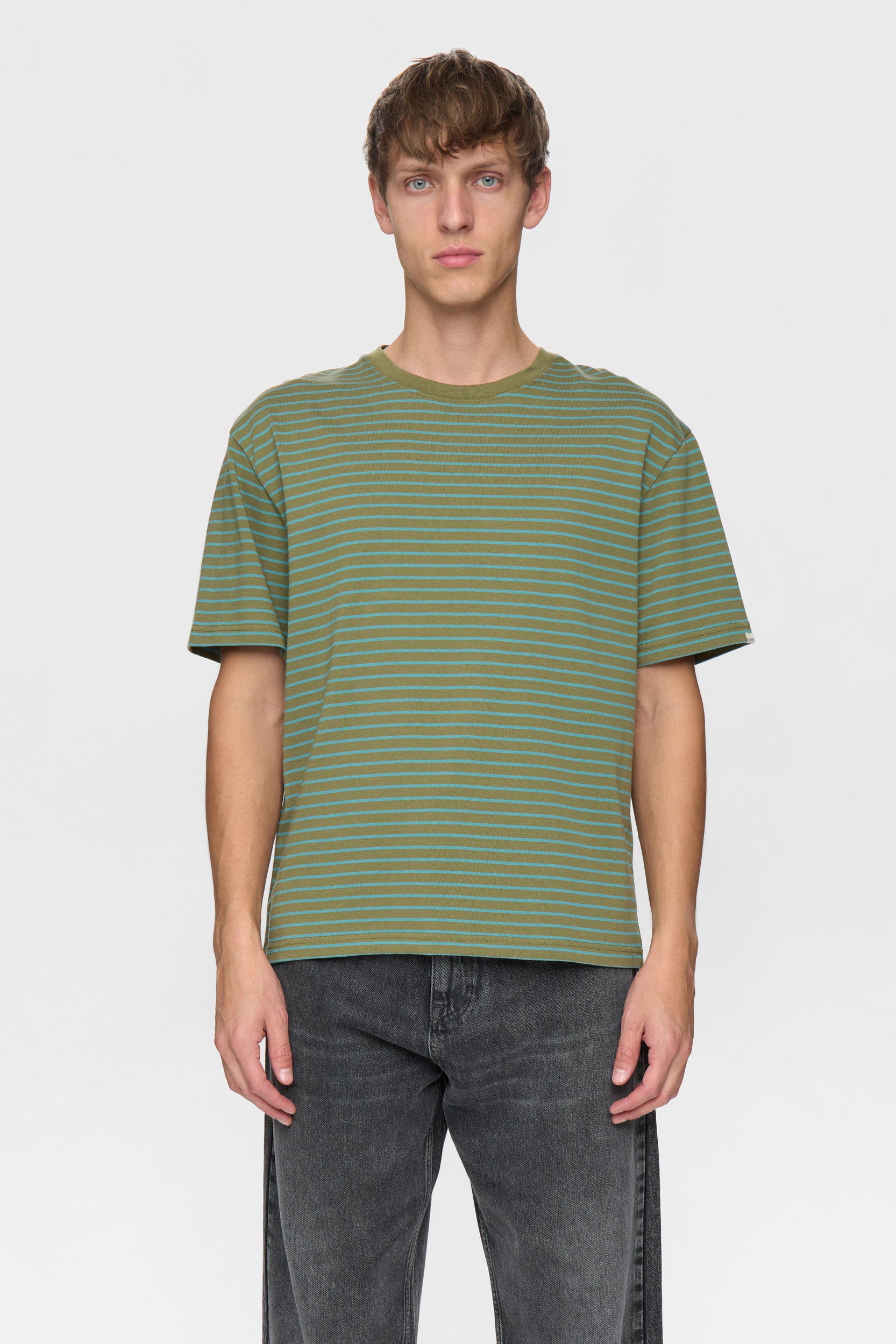 AKVILLADS STRIPE S/S TEE - Forest night