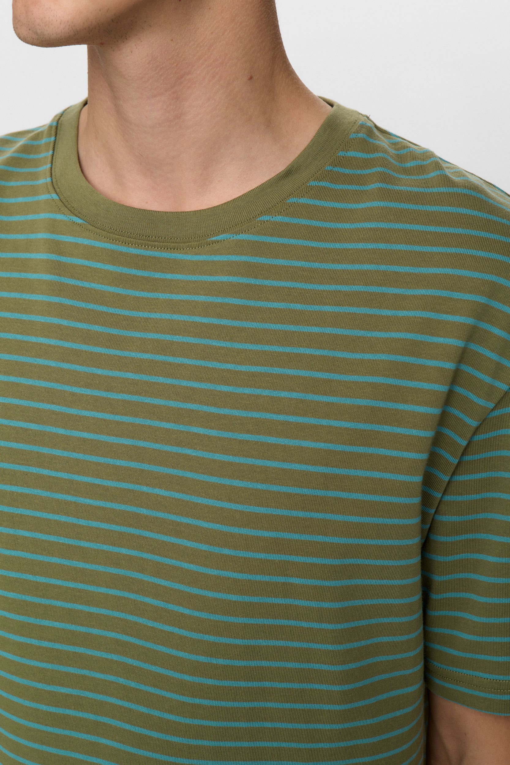 AKVILLADS STRIPE S/S TEE - Forest night