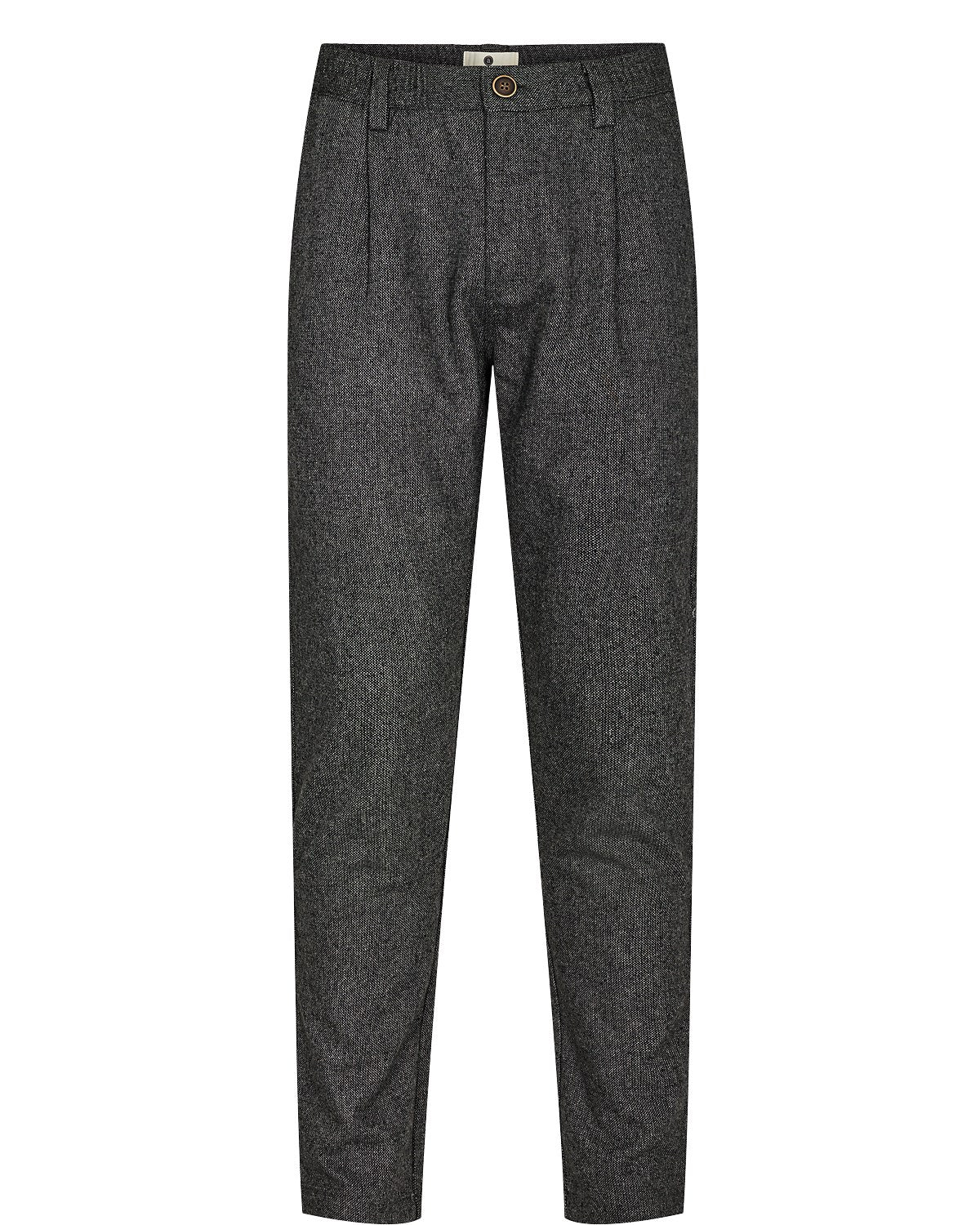 Wide Wool Trousers - Dk. Grey Mel.