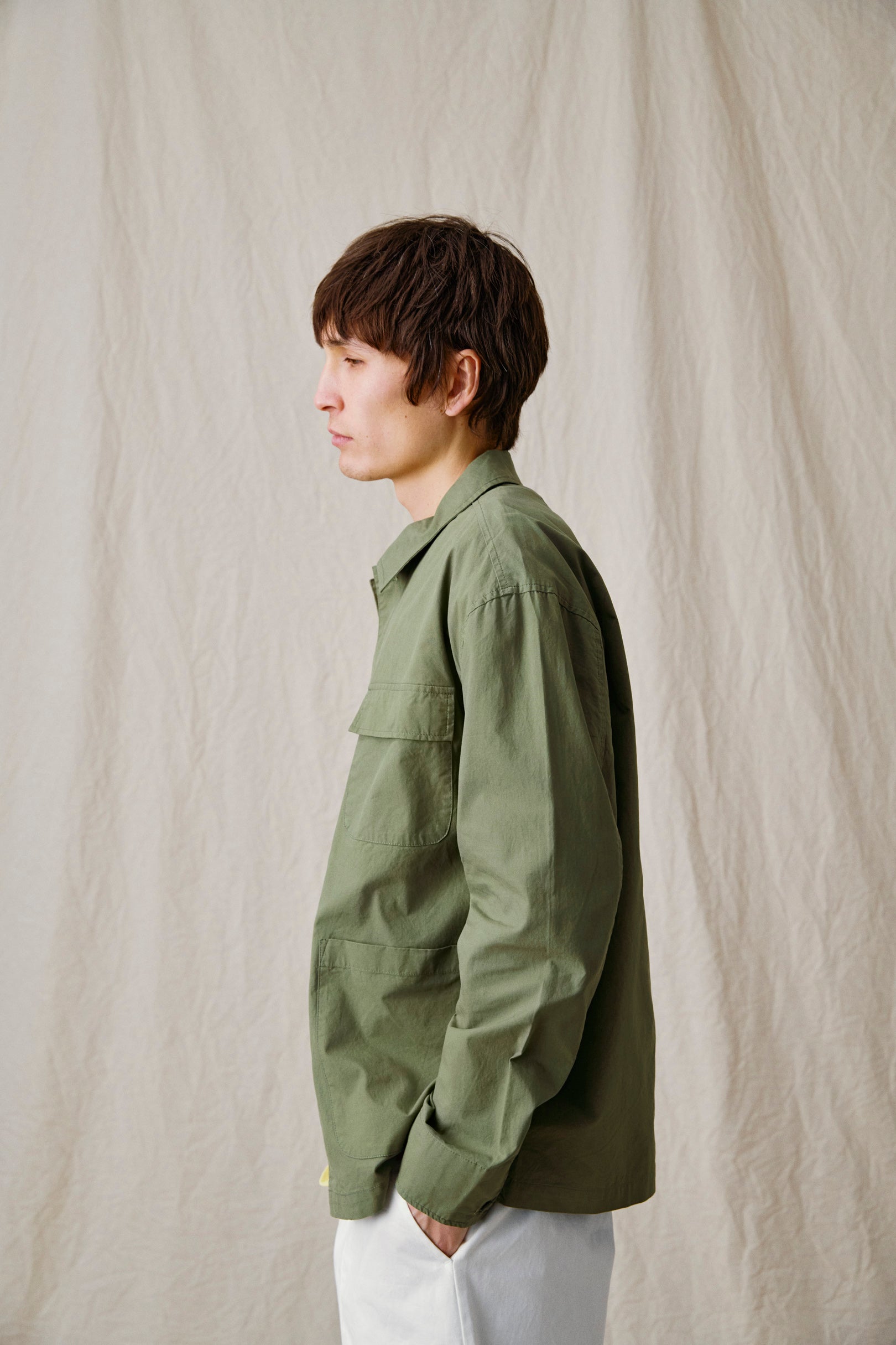 AKODIN COTTON POPLIN OVERSHIRT - Loden Green