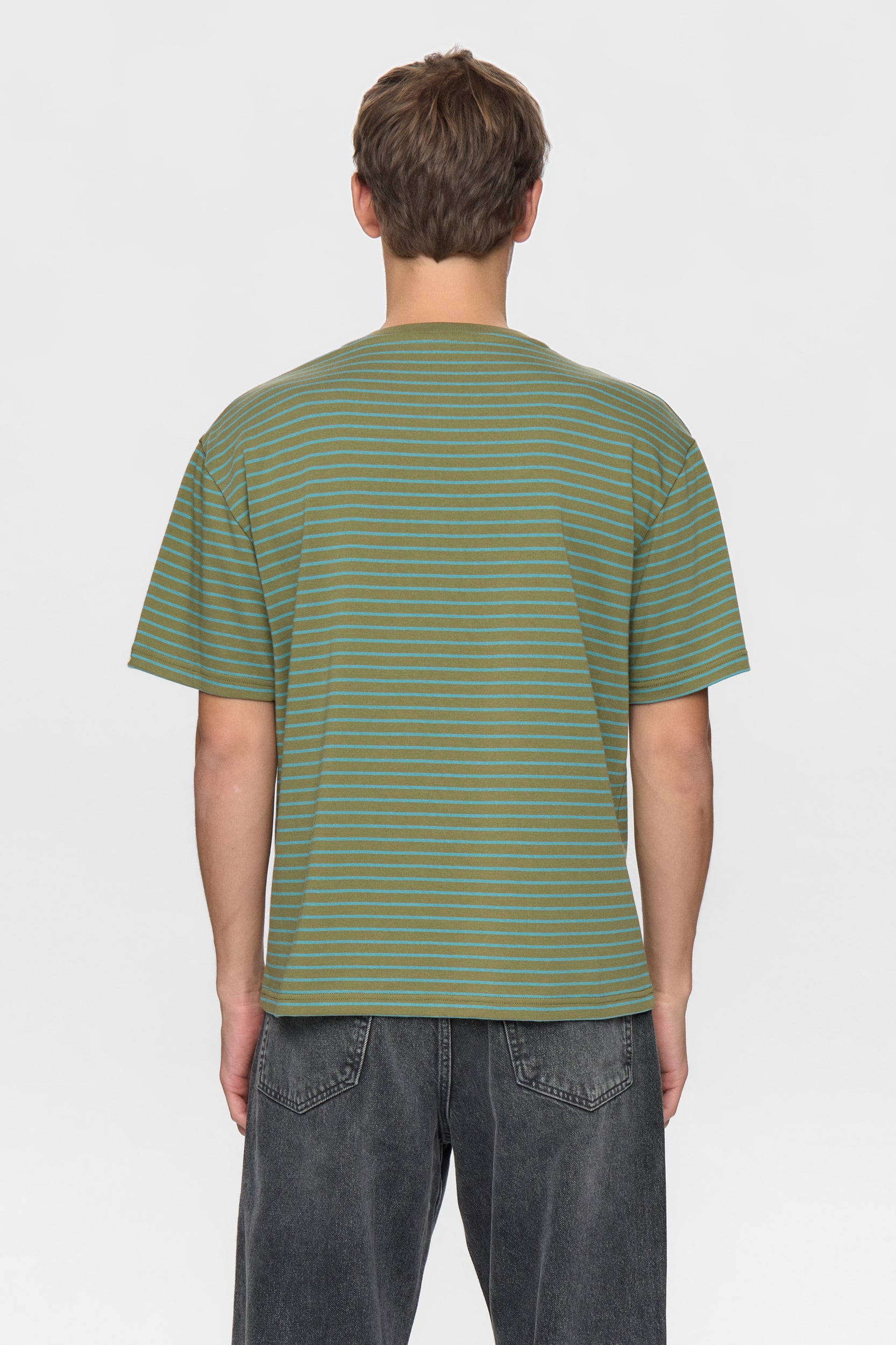 AKVILLADS STRIPE S/S TEE - Forest night