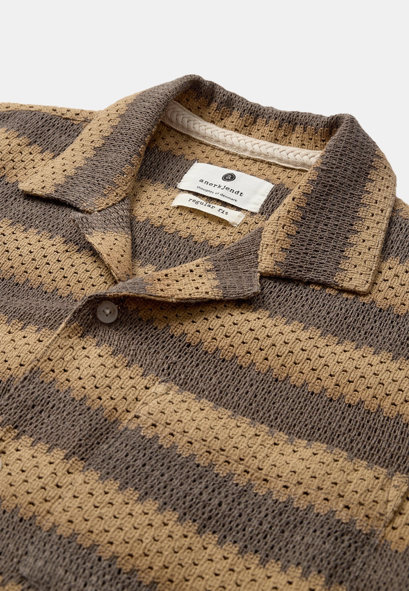AKLEANDER STRIPE LACE SS SHIRT - Teak