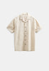 AKLEO COT/LINEN/VIS S/S SHIRT - Brown rice melange
