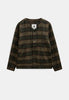 AKDAN HEAVY TWILL CHECK OVERSHIRT - Forest night