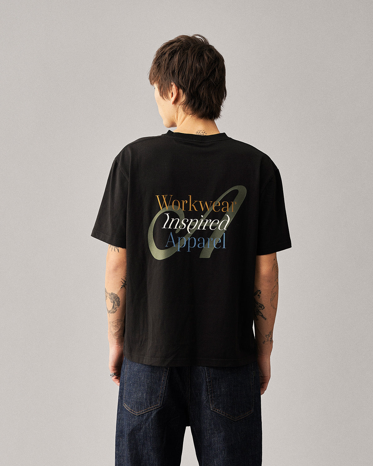 AKVILLADS WORKWEAR PRINT S/S TEE - Caviar