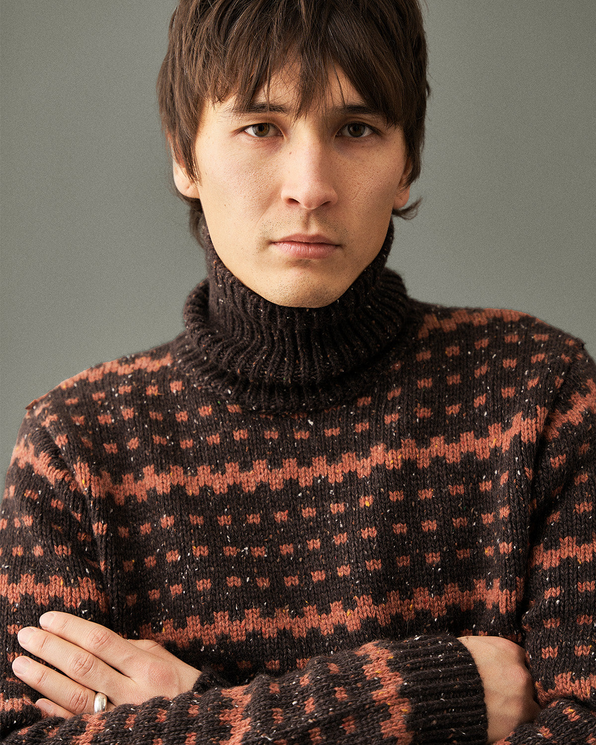 AKSUNE ROLL NECK HEAVY KNIT - Mulch