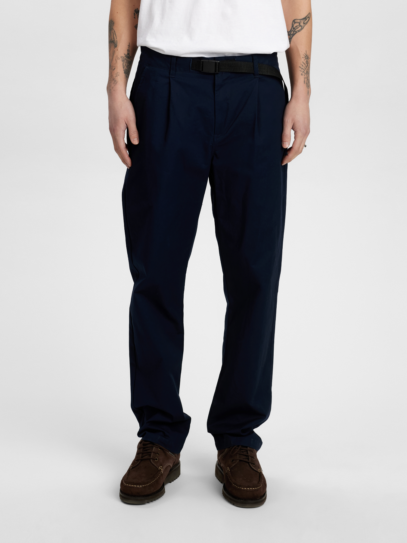 AKJAN COTTON BELT PANTS - Sky Captain